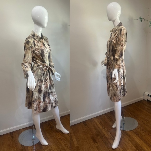ST JOHN SPORT Shirt Dress Long Sleeve Leopard Animal Print - Picture 2 of 11